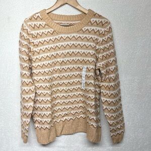 Croft & Barrow Women's Tan and White Patterned Sweater size M